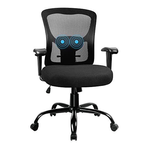 Bigroof Office Chair, Big and Tall Rolling Swivel Chair Ergonomic Mesh Computer Chair 400lbs with Adjustable Lumbar Support Arms High Back Wide Seat Task Executive Chair for Heavy People