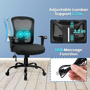 Bigroof Office Chair, Big and Tall Rolling Swivel Chair Ergonomic Mesh Computer Chair 400lbs with Adjustable Lumbar Support Arms High Back Wide Seat Task Executive Chair for Heavy People