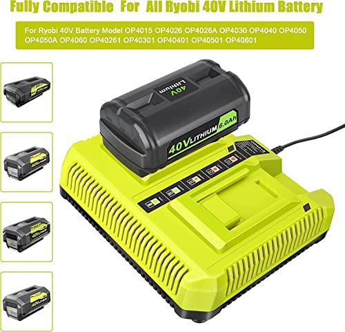 JYJZPB Dual Channel OP401 40V Battery Charger for Ryobi 40V Battery OP4050A OP4026 OP40601 OP4040 OP4030 OP4015 OP40201 Lithium Battery