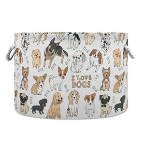 alaza doodle dog pug corgi golden retriever husky labrador dachshund storage basket gift baskets large collapsible laundry hamper with handle, 20x20x14 in