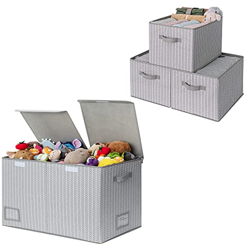 GRANNY SAYS Bundle of 1-Pack Extra Large Rectangle Storage Bins & 3-Pack Rectangle Storage Bins for Closet