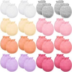16 pairs newborn baby cotton mittens no scratch gloves unisex newborn mittens for baby boys girls 0-6 months (chic color)