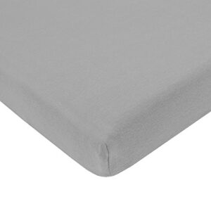 american baby company 100% natural cotton jersey knit fitted portable/mini-crib sheet, ash gray, soft breathable, for boys and girls