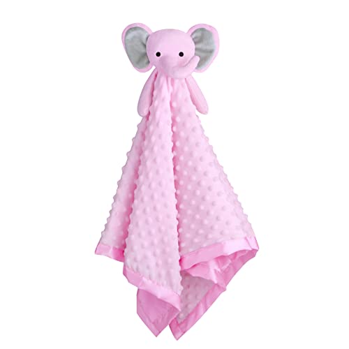 Pro Goleem Large Security Blanket with Stuffed Animal 28.5X28.5 Inch Baby Snuggle Blanket Pink Elephant Lovey Soft Lovie Christmas Baby Girl Gifts for Infant and Toddler