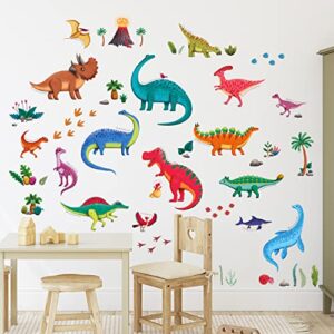 decowall ds9-2115 large dinosaur wall decals dino stickers for kids boys baby nursery bedroom living room classroom playroom home decor art decoration