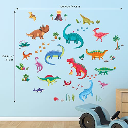 DECOWALL DS9-2115 Large Dinosaur Wall Decals Dino Stickers for Kids Boys Baby Nursery Bedroom Living Room Classroom Playroom Home Decor Art Decoration