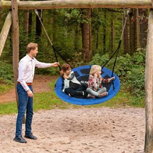 ALEKO Outdoor Saucer Platform Swing with Adjustable Hanging Ropes Great for Tree, Swing Set, Backyard, Playground, Playroom Constructed with Safety- 660 lbs Weight Capacity (47 in, Blue)