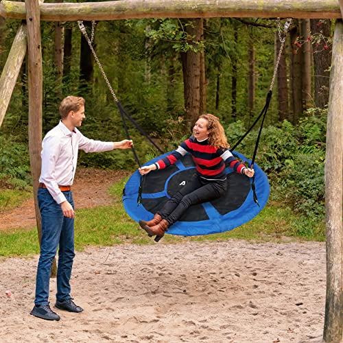 ALEKO Outdoor Saucer Platform Swing with Adjustable Hanging Ropes Great for Tree, Swing Set, Backyard, Playground, Playroom Constructed with Safety- 660 lbs Weight Capacity (47 in, Blue)