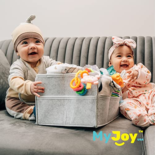 MyJoyUSA Baby Diaper Caddy Organizer - Premium Storage For Nursery Essentials Change Diapers Car And Table Hold 30+, Bright grey