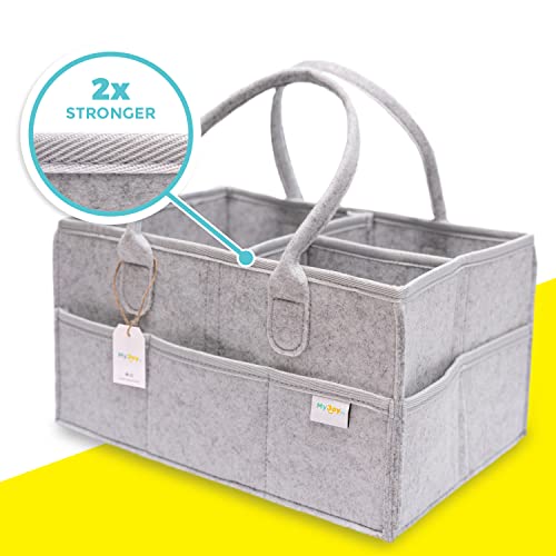 MyJoyUSA Baby Diaper Caddy Organizer - Premium Storage For Nursery Essentials Change Diapers Car And Table Hold 30+, Bright grey