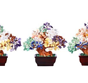 GEHECRST Natural 7 Chakra Crystal Gemstones Money Tree Reiki Healing Crystal Stones Bonsai Tree Home Office Feng Shui Decoration for Wealth, Health, Protection Gifts for Mom Mother’s Day 6.3"-6.7"