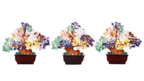 GEHECRST Natural 7 Chakra Crystal Gemstones Money Tree Reiki Healing Crystal Stones Bonsai Tree Home Office Feng Shui Decoration for Wealth, Health, Protection Gifts for Mom Mother’s Day 6.3"-6.7"