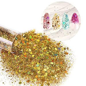 Chunky and Fine Glitter Mix, Estanoite 24 Colors Sequins & Fine Glitter Powder Mix, Holographic Glitter Flakes, Cosmetic Face Body Eye Hair Nail Art Resin Tumbler Iridescent Glitter Loose Glitter