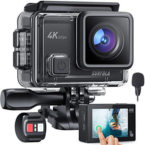 Action Camera 4K - Motorcycle Helmet Underwater WiFi Touch Screen Camera With 60FPS 20MP 8X Zoom Lens EIS Stabilization, include Remote Control, External Microphone, 2*Batteries and Accessories Kit