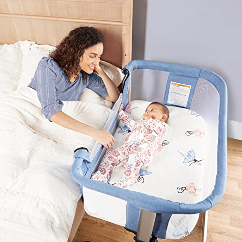 Dream On Me Daisy Bassinet and Bedside Sleeper, Lightweight and Portable Baby Bassinet, Adjustable Height Position, Easy to Fold and Carry Travel Bassinet- Carry Bag Included