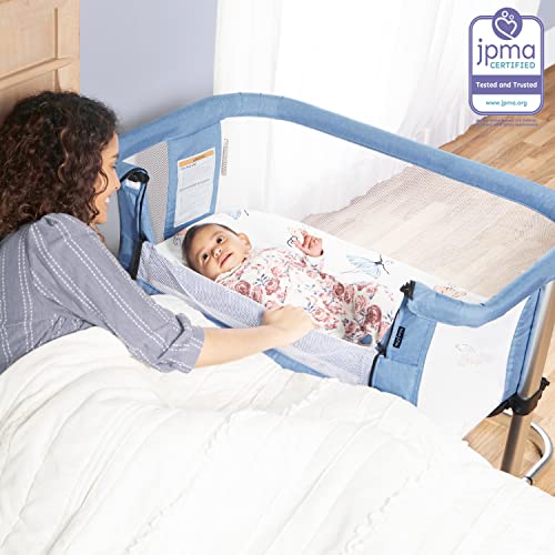 Dream On Me Daisy Bassinet and Bedside Sleeper, Lightweight and Portable Baby Bassinet, Adjustable Height Position, Easy to Fold and Carry Travel Bassinet- Carry Bag Included