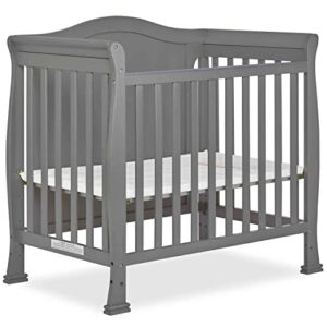 dream on me addison full panel 4-in-1 convertible mini crib in storm grey, jpma certified baby crib, non-toxic finish, new zealand pinewood, low to floor design