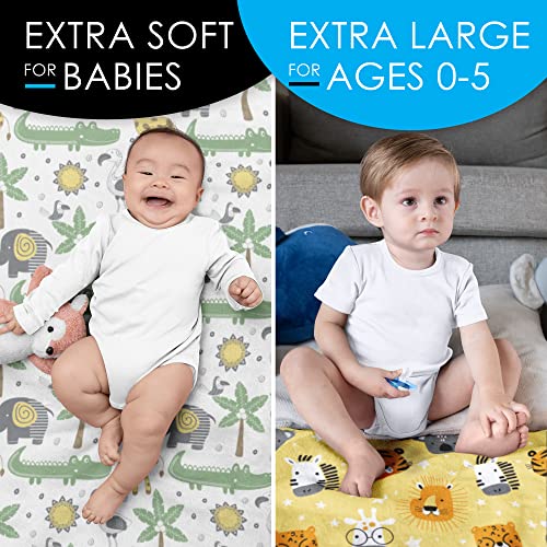 Baby Blankets for Boys & Girls, Soft Minky Blanket 30x40 | 2-Pack of Large Baby Blankets Unisex | for Travel, Nursery, Stroller, Swaddle or Receiving Blankets (Safari)