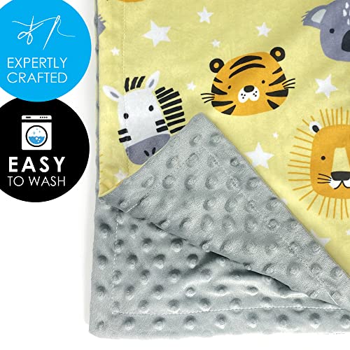 Baby Blankets for Boys & Girls, Soft Minky Blanket 30x40 | 2-Pack of Large Baby Blankets Unisex | for Travel, Nursery, Stroller, Swaddle or Receiving Blankets (Safari)