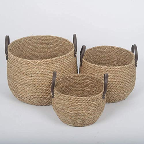 Handmade Rattan Basket Laundry Diaper Toy Storage Basket (Size : Small) (Large)