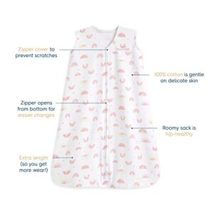 HALO Sleepsack, 100% Cotton Wearable Blanket, Swaddle Transition Sleeping Bag, TOG 0.5, Sunshine Rainbows, Large