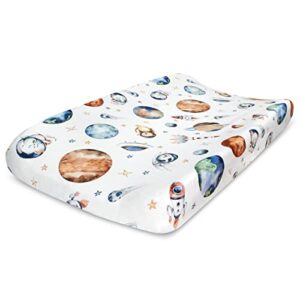 outer space changing pad cover - jersey knit cotton - unique watercolor design