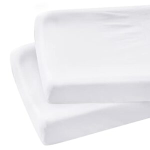 changing pad cover cotton, diaper changing table pad covers 2 pack, jersey knit super soft & stretchy cradle sheets for baby boys girls, 32" x 16" x 4", white