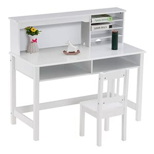 NC Painted Student Table and Chair Set A, White, 5-Layer Desktop, Multifunctional (1106066cm)