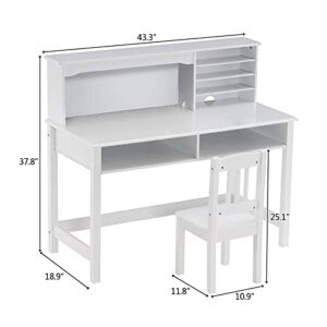 NC Painted Student Table and Chair Set A, White, 5-Layer Desktop, Multifunctional (1106066cm)