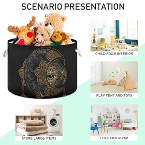 ALAZA Boho Chic Golden Crescent Moon & Sun Mandala Storage Basket Gift Baskets Large Collapsible Laundry Hamper with Handle, 20x20x14 in