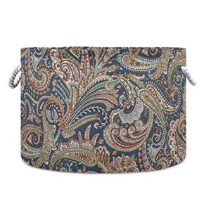 alaza indian ethnic paisley pattern storage basket gift baskets large collapsible laundry hamper with handle, 20x20x14 in