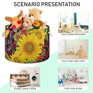 ALAZA Sunflower Butterfly Flowers Floral Storage Basket Gift Baskets Large Collapsible Laundry Hamper with Handle, 20x20x14 in