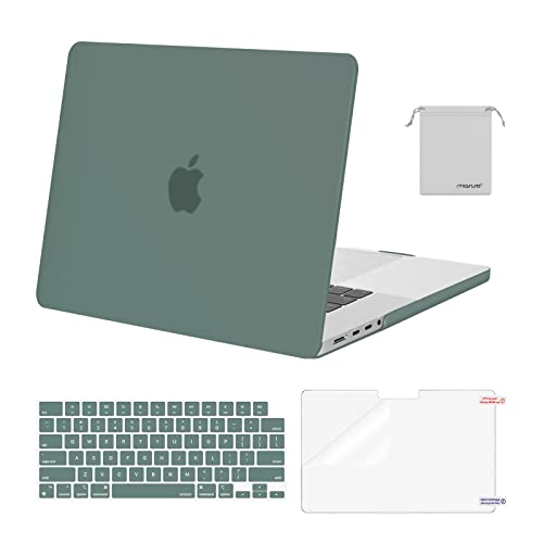 MOSISO Compatible with MacBook Pro 16 inch Case 2023 2022 2021 Release M2 A2780 A2485 M1 Pro/Max Chip with Touch ID, Plastic Hard Shell Case&Keyboard Cover&Screen Protector&Storage Bag, Midnight Green