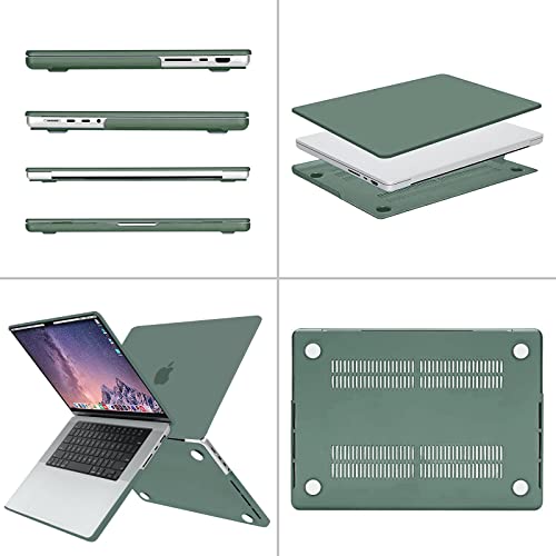 MOSISO Compatible with MacBook Pro 16 inch Case 2023 2022 2021 Release M2 A2780 A2485 M1 Pro/Max Chip with Touch ID, Plastic Hard Shell Case&Keyboard Cover&Screen Protector&Storage Bag, Midnight Green