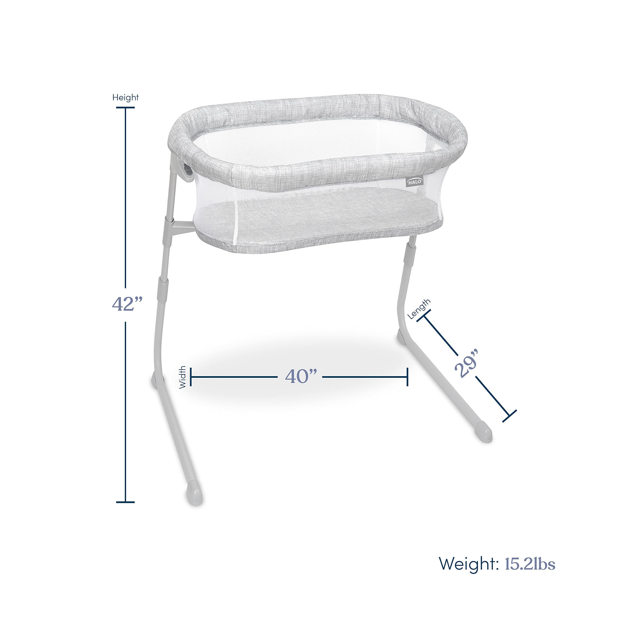 HALO Baby Flex BassiNest, Adjustable Travel Bassinet, Easy Folding, Lightweight with Mattress and Carrying Bag