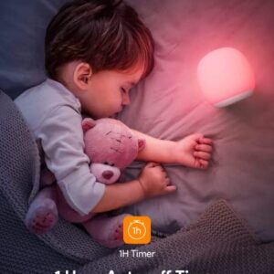 EASEMO Night Light for Kids Room, Baby Night Light with Touch Control, Rechargeable Magnetic Nursery Lamp with RGB Color & Stepless Dimming with 1 Hour Timer for Breastfeeding Bedroom, Child Gifts