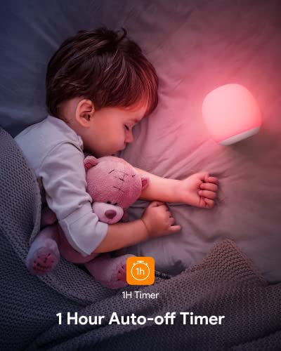 EASEMO Night Light for Kids Room, Baby Night Light with Touch Control, Rechargeable Magnetic Nursery Lamp with RGB Color & Stepless Dimming with 1 Hour Timer for Breastfeeding Bedroom, Child Gifts