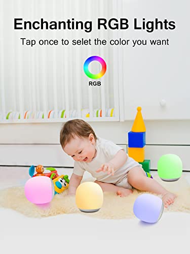 EASEMO Night Light for Kids Room, Baby Night Light with Touch Control, Rechargeable Magnetic Nursery Lamp with RGB Color & Stepless Dimming with 1 Hour Timer for Breastfeeding Bedroom, Child Gifts