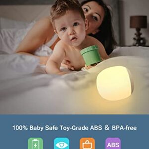 EASEMO Night Light for Kids Room, Baby Night Light with Touch Control, Rechargeable Magnetic Nursery Lamp with RGB Color & Stepless Dimming with 1 Hour Timer for Breastfeeding Bedroom, Child Gifts