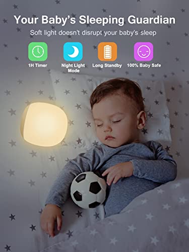 EASEMO Night Light for Kids Room, Baby Night Light with Touch Control, Rechargeable Magnetic Nursery Lamp with RGB Color & Stepless Dimming with 1 Hour Timer for Breastfeeding Bedroom, Child Gifts