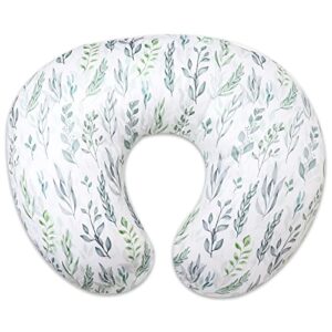 dilimi nursing pillow cover stretchy removable cover for breastfeeding pillows, ultra soft comfortable slipcover for baby girl and boy, green leaf