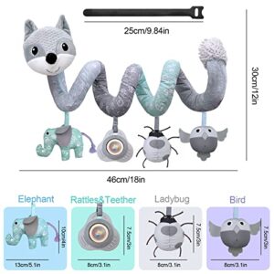 MONSTIME Car Seat Toys Newborn Toys, Stroller Toys Baby Toys 0-3 Months Infant Toys, Baby Toys for Carseat Stroller Crib with Music Rattle, Baby Toys for 0 3 6 9 12 Babies Boys Girls Enfants (Gray)