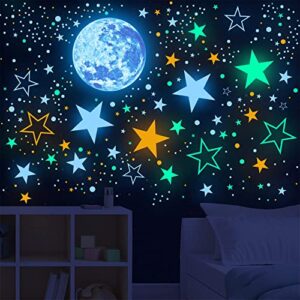 glow in the dark stars,glow in the dark stars and moon for ceiling glow in the dark wall decal colorful glowing space galaxy wall stickers for kids boys girls bedroom living room nursery decor