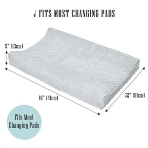 Cute Castle Changing Pad Cover - Ultra Soft Bean Dot Plush Changing Table Covers Breathable Baby Changing Pad Table Sheets for Boy and Girl (2 Pack White and Grey)