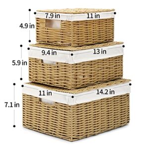 Plastic Woven Storage Bins With Lids Decorative Bathroom Closet Container Kids Toy Box Blanket Basket Small Wicker Shelves Nursery Trunk Baby Organizer Chest Photo Book Pantry Rattan Cube Room Storage