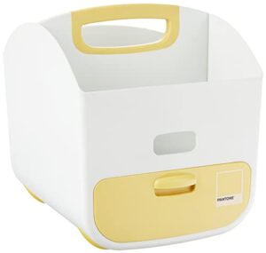 ubbi portable diaper changing station diaper storage caddy organizer with bonus changing mat, stores baby diapers, wipes and baby accessories, pantone yellow