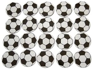 novel merk soccer sports ball vinyl stickers - 2” round individual decals for laptop, water bottle, phone, party favors, & decor - adheres to clean surfaces waterproof & repositionable (20)