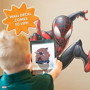 Wall Palz Marvel Miles Morales Wall Decal - Marvel Wall Decals with 3D Augmented Reality Interaction - 28" Spider-Man Miles Morales Bedroom Wall Decor