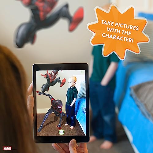 Wall Palz Marvel Miles Morales Wall Decal - Marvel Wall Decals with 3D Augmented Reality Interaction - 28" Spider-Man Miles Morales Bedroom Wall Decor