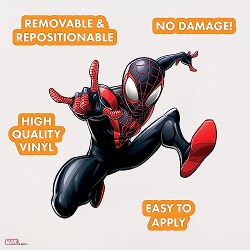 Wall Palz Marvel Miles Morales Wall Decal - Marvel Wall Decals with 3D Augmented Reality Interaction - 28" Spider-Man Miles Morales Bedroom Wall Decor